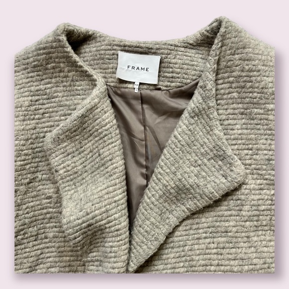 ☃️FRAME Open Knit Wool Mohair Single Breasted Sweater Shawl Collar Jacket - Picture 10 of 13